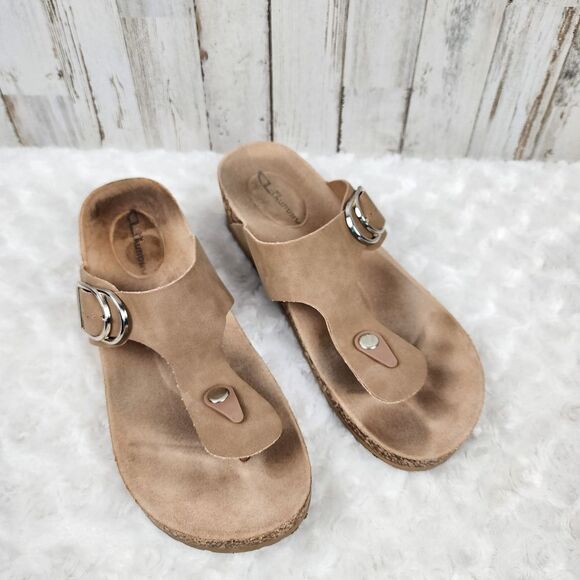 CL by Laundry Tan Wedge Sandals Size 11 - Picture 1 of 9